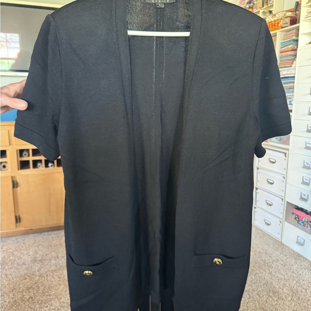 Black Short Sleeve Cardigan